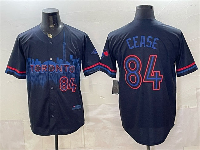 Toronto Blue Jays #84 Dylan Cease Navy MWATKINS 2024 City Connect Limited Stitched Jersey