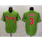 Philadelphia Phillies #3 Bryce Harper Number Green MWATKINS With Patch Stitched Cool Base Jersey