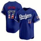 Los Angeles Dodgers #17 Shohei Ohtani Royal MWATKINS USA 250 Fourth of July Limited Stitched Jersey