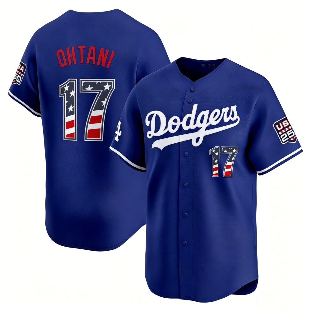 Los Angeles Dodgers #17 Shohei Ohtani Royal MWATKINS USA 250 Fourth of July Limited Stitched Jersey