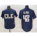 Cleveland Guardians #48 Emmanuel Clase Navy MWATKINS 2024 City Connect Limited Stitched Jersey