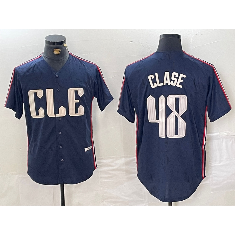 Cleveland Guardians #48 Emmanuel Clase Navy MWATKINS 2024 City Connect Limited Stitched Jersey