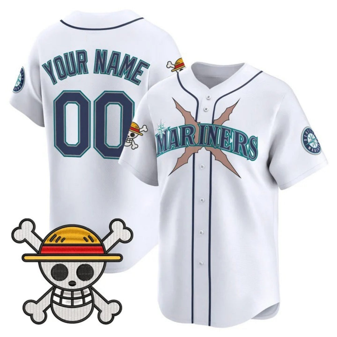 Custom Seattle Mariners x One Piece White MWATKINS Vapor Premier Limited Jersey - Stitched