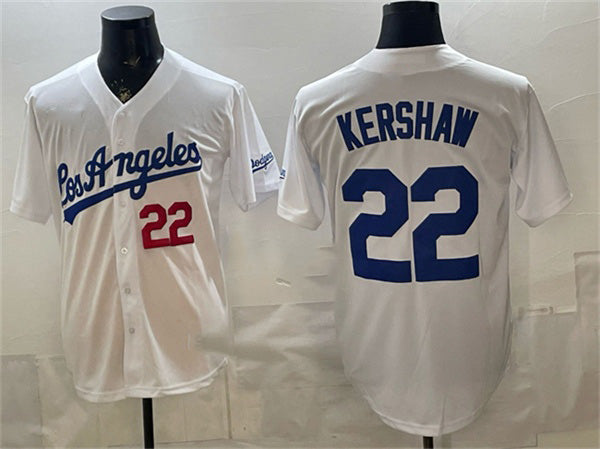 Los Angeles Dodgers #22 Clayton Kershaw White MWATKINS Alternate Stadium Stitched Jersey