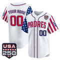 Custom San Diego Padres America 250 Edition Vapor Premier Limited White MWATKINS Stitched Jerseys