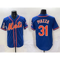 New York Mets #31 Mike Piazza Blue MWATKINS With Patch Cool Base Stitched Jersey
