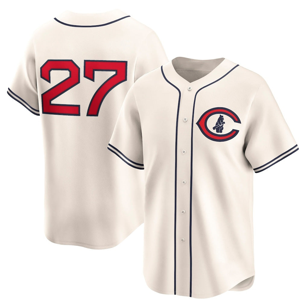 Chicago Cubs #27 Seiya Suzuki Cream MWATKINS Throwback Cooperstown Collection Limited Jersey