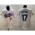 Los Angeles Dodgers #17 Shohei Ohtani White MWATKINS With American Flag Patch Limited Stitched Jersey