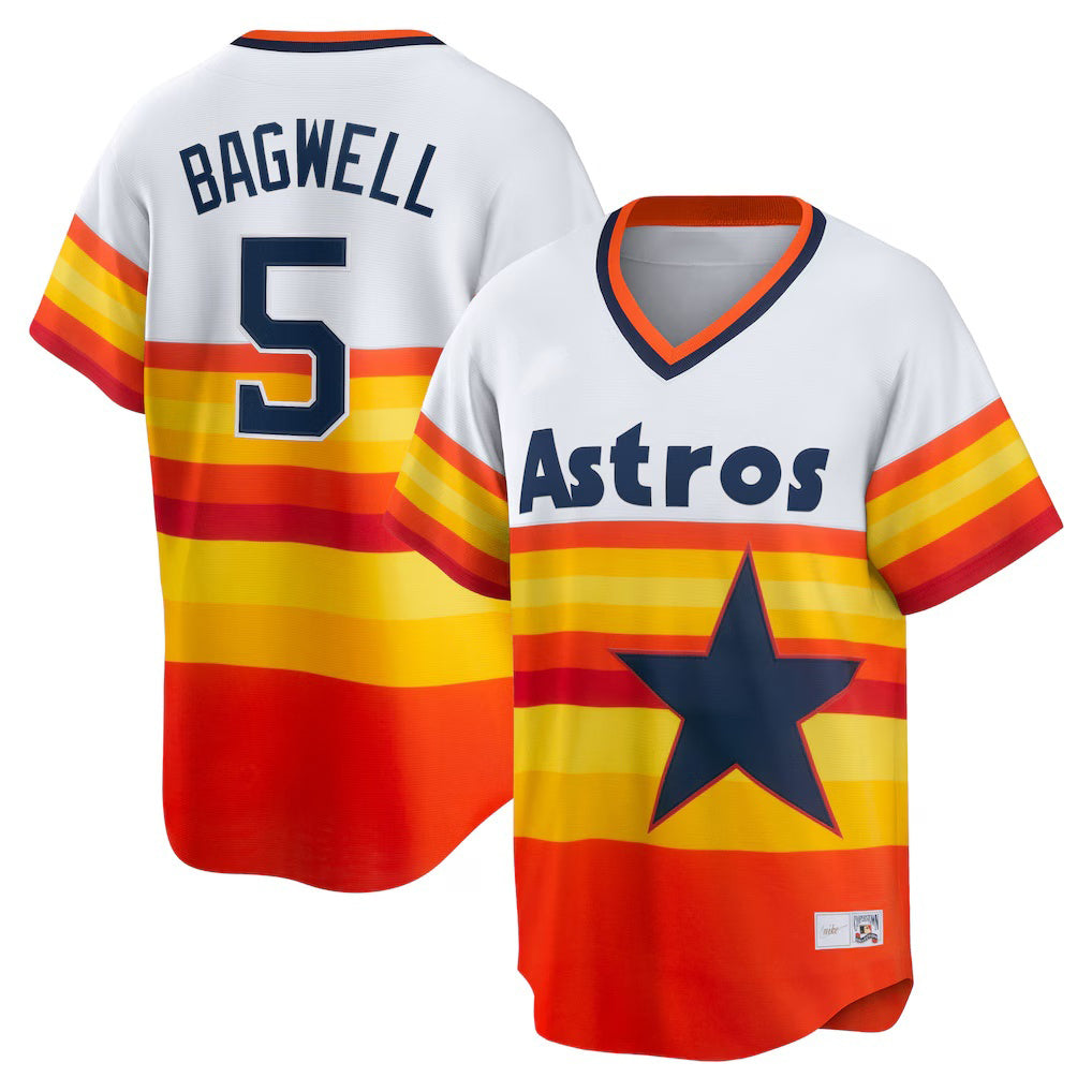 Houston Astros #5 Jeff Bagwell White MWATKINS Home Cooperstown Collection Player Jersey