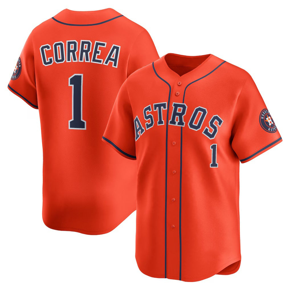 Houston Astros #1 Carlos Correa Orange MWATKINS Alternate Limited Player Jersey