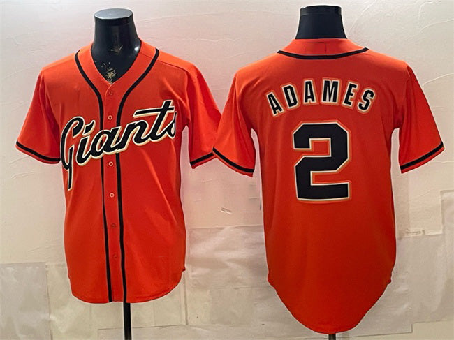 San Francisco Giants #2 Willy Adames Orange MWATKINS Cool Base Stitched Jersey