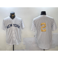 New York Yankees #2 Derek Jeter White MWATKINS Pinstripe Without Name Fashion Cool Base Jersey 2