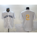 New York Yankees #2 Derek Jeter White MWATKINS Pinstripe Without Name Fashion Cool Base Jersey 2