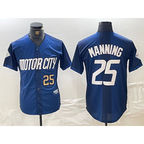 Detroit Tigers #25 Matt Manning 2024 Number Navy MWATKINS City Connect Cool Base Limited Stitched Jersey