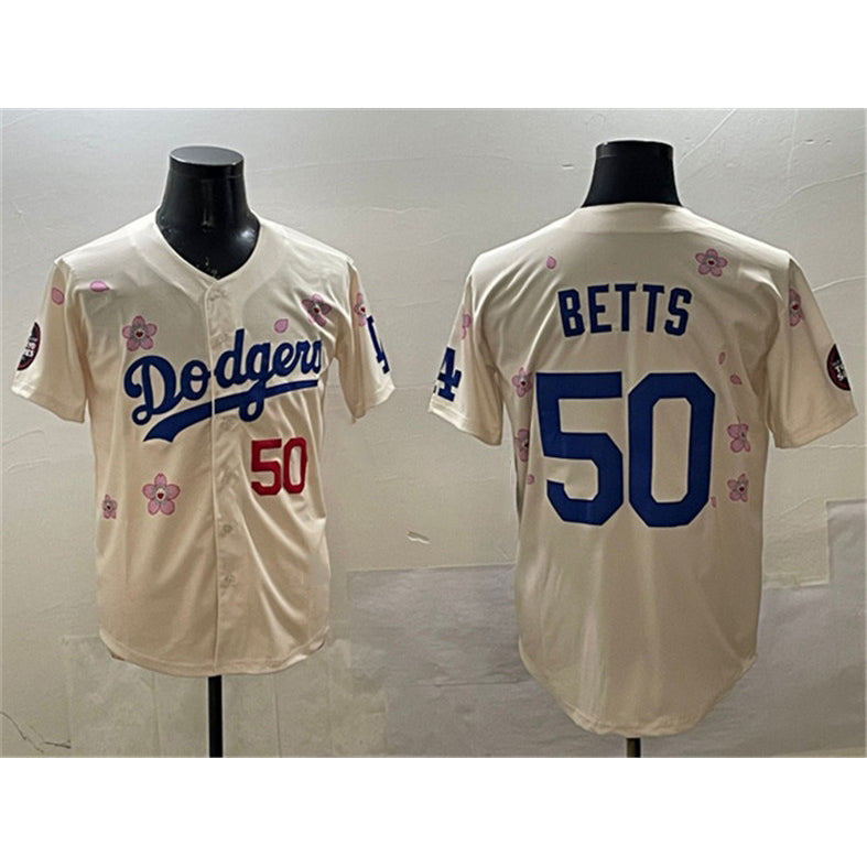 Los Angeles Dodgers #50 Mookie Betts Cream MWATKINS 2025 Tokyo Series Limited Stitched Jersey