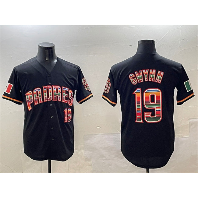 San Diego Padres #19 Tony Gwynn Black MWATKINS Mexico Cool Base Stitched Jersey