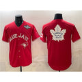 Toronto Blue Jays & Leafs Red MWATKINS 2025 World Series With White Leafs Logo Cool Base Stitched Jersey