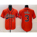 Houston Astros #3 Jeremy Pena Number Orange MWATKINS With Patch Cool Base Stitched Jersey