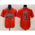 Houston Astros #3 Jeremy Pena Number Orange MWATKINS With Patch Cool Base Stitched Jersey