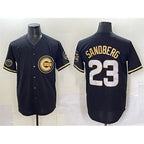 Chicago Cubs #23 Ryne Sandberg Black MWATKINS Gold 'Ryne Sandberg Tribute' Vapor Limited V2 Stitched Jersey