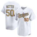 Los Angeles Dodgers #50 Mookie Betts White MWATKINS 2025 Gold Collection Limited Stitched Jersey