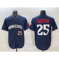Minnesota Twins #25 Byron Buxton Number 2023 Navy Blue MWATKINS Cool Base Stitched Jerseys