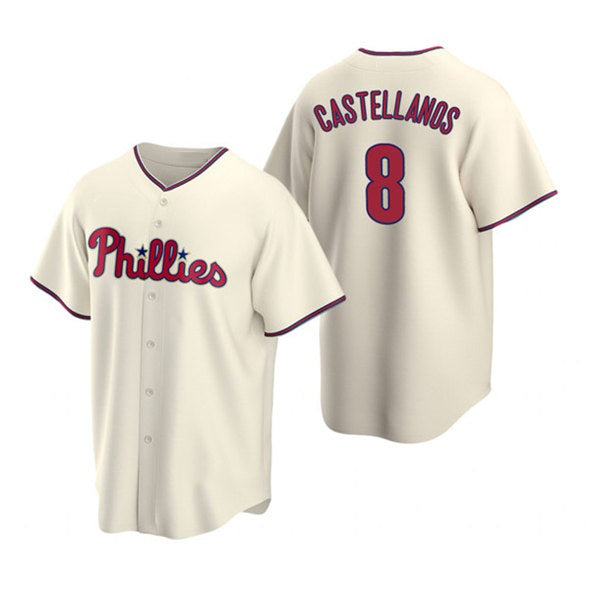 Philadelphia Phillies #8 Nick Castellanos Cream MWATKINS Cool Base Stitched Jersey
