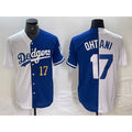 Los Angeles Dodgers #17 Shohei Ohtani Number White Blue MWATKINS Two Tone Stitched Jerseys