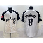 Los Angeles Dodgers #8 Enrique Hernandez White Black MWATKINS Mexico 2025 LA Gothic Style With Fernando Patch Vapor Premier Limited Stitched Jersey