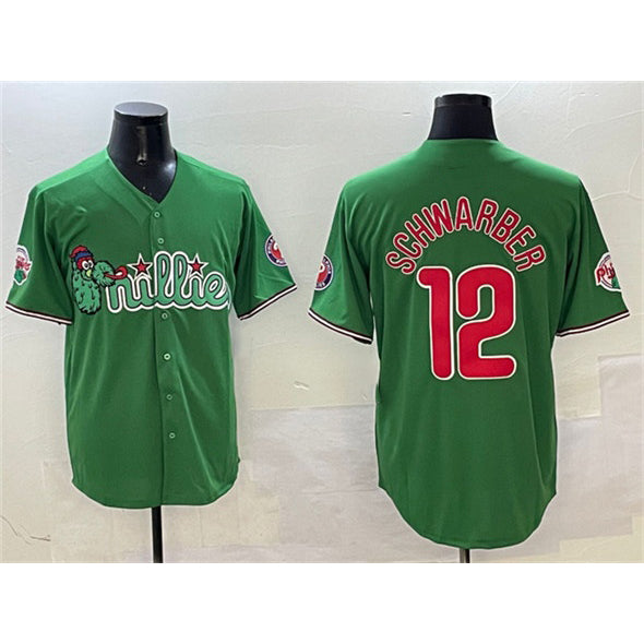 Philadelphia Phillies #12 Kyle Schwarber Green MWATKINS Phanatic Limited Stitched Jersey