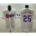 Texas Rangers #25 Jose Leclerc White MWATKINS 2024 Gold Collection Limited Cool Base Jersey