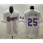 Texas Rangers #25 Jose Leclerc White MWATKINS 2024 Gold Collection Limited Cool Base Jersey
