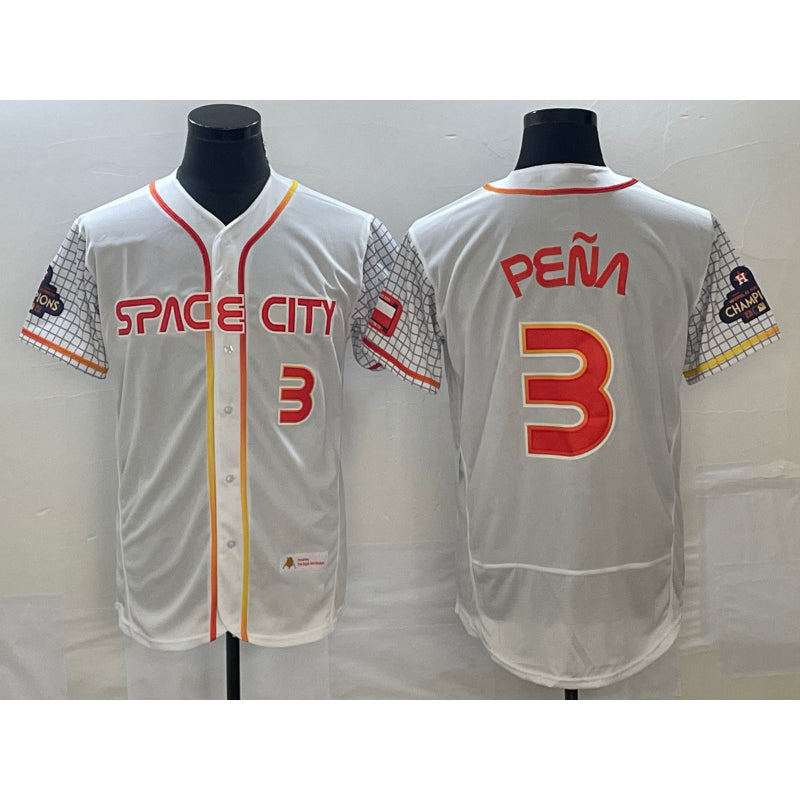 Houston Astros #3 Jeremy Pena Number White MWATKINS 2023 City Connect Flex Base Stitched Jersey 3
