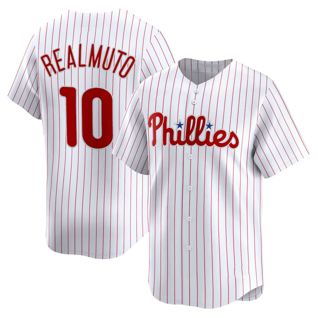 Philadelphia Phillies #10 J.T. Realmuto White MWATKINS Home Limited Player Jersey