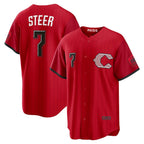 Cincinnati Reds #7 Spencer Steer Red MWATKINS 2026 City Connect Stadium Jersey