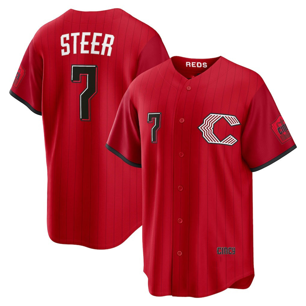 Cincinnati Reds #7 Spencer Steer Red MWATKINS 2026 City Connect Stadium Jersey