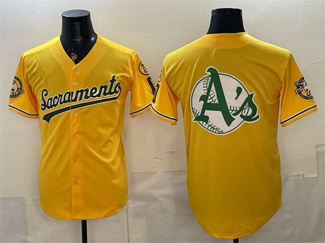 Oakland Athletics Team Big Logo 2026 Yellow MWATKINS Alternate Sacramento Celebrating 125 Years Vapor Limited Stitched Jerseys 2