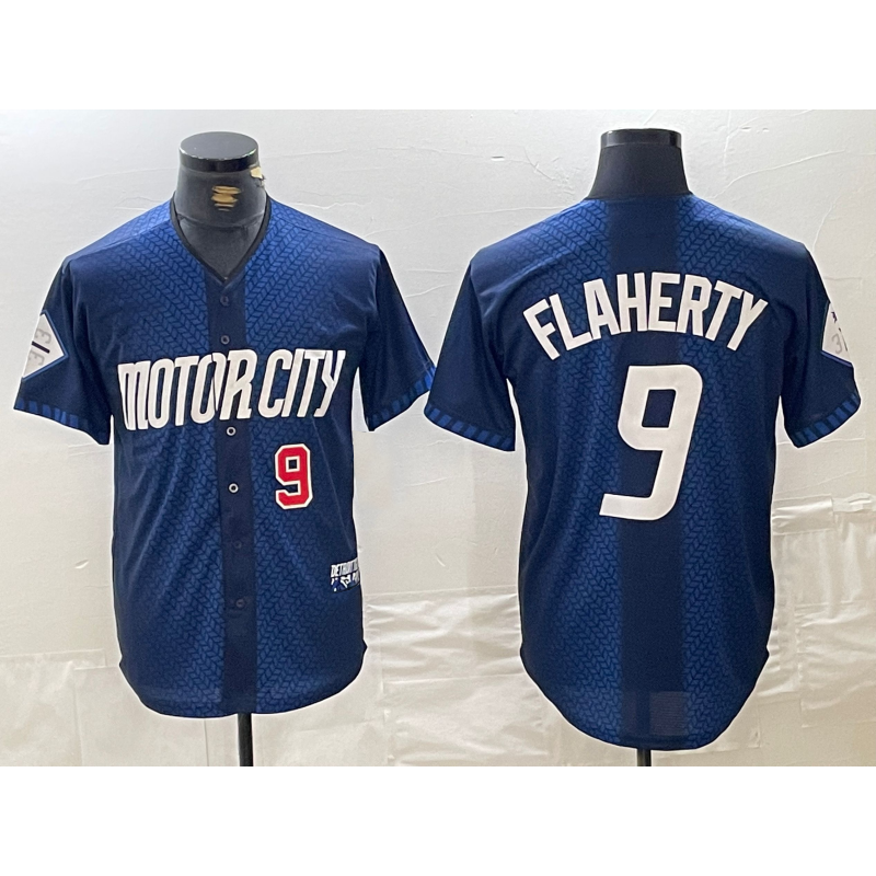 Detroit Tigers #9 Jack Flaherty Number 2024 Navy MWATKINS City Connect Cool Base Limited Stitched Jersey