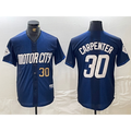 Detroit Tigers #30 Kerry Carpenter Number 2024 Navy MWATKINS City Connect Cool Base Limited Stitched Jersey 2