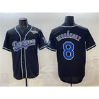Los Angeles Dodgers #8 Enrique Hernandez Black MWATKINS Fashion 2025 World Series Cool Base Stitched Jersey