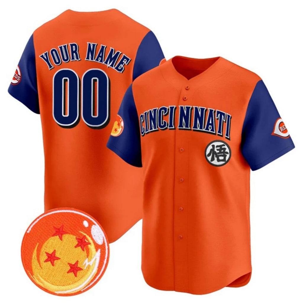 Custom Cincinnati Reds x Dragon Ball Royal Orange MWATKINS Vapor Premier Limited Jersey - All Stitched