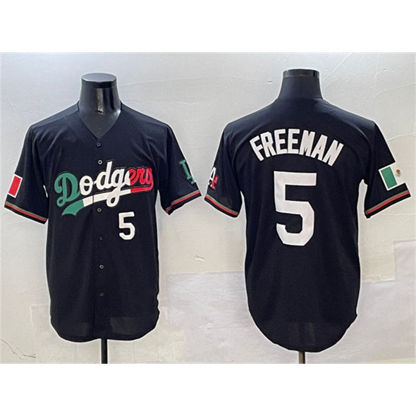 Los Angeles Dodgers #5 Freddie Freeman Black MWATKINS Mexico Flag Limited Stitched Jersey