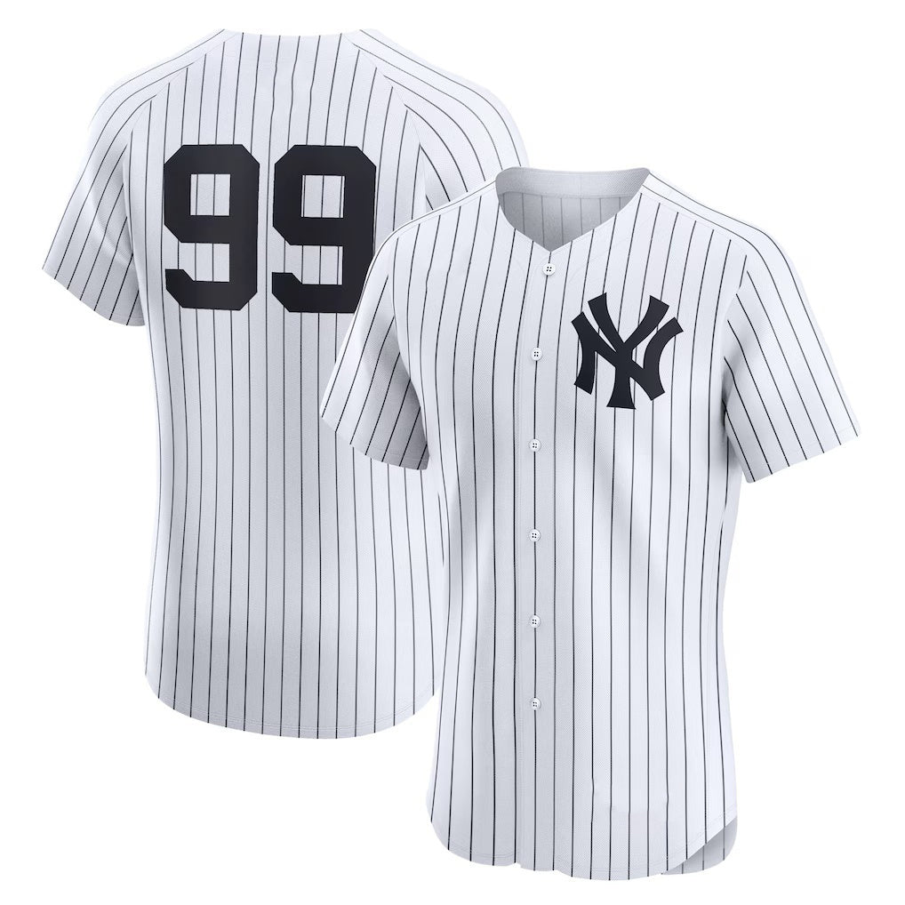 New York Yankees #99 Aaron Judge White MWATKINS Home Elite Player Jersey