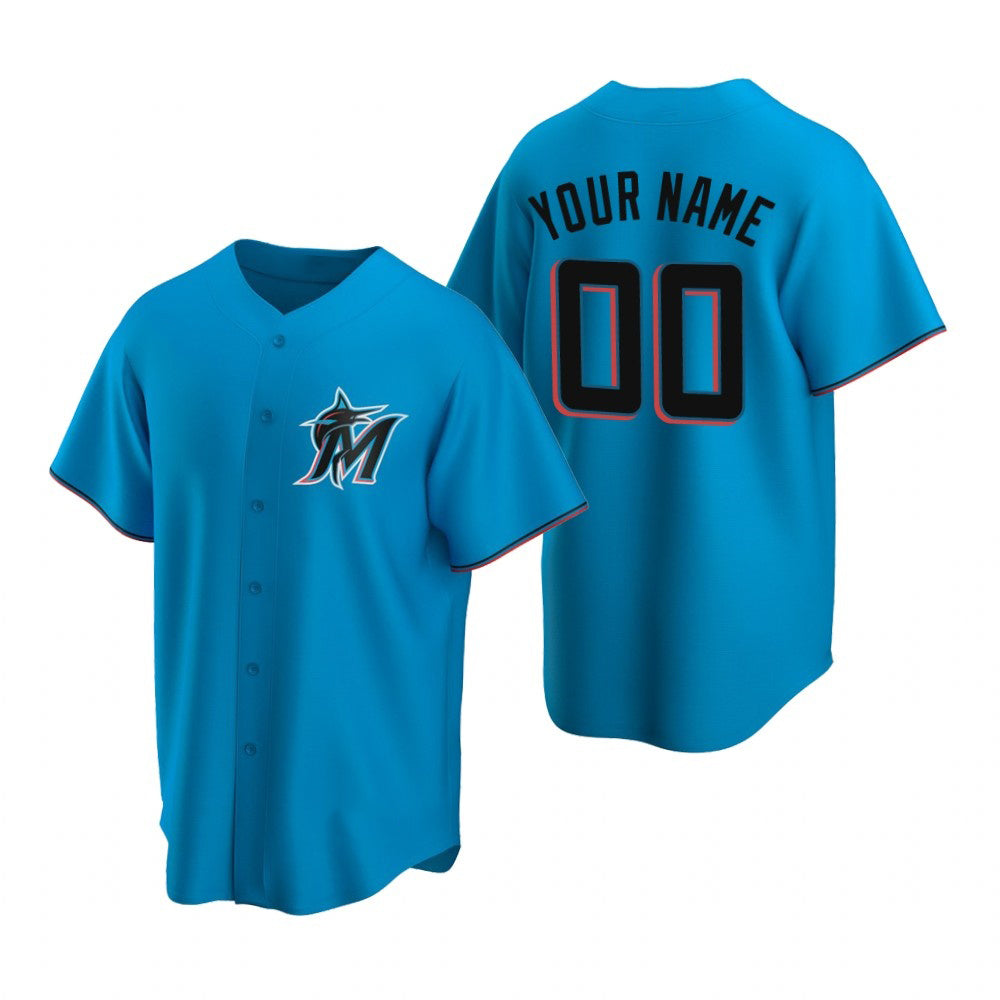 Custom Miami Marlins Blue MWATKINS Stitched Cool Base Jersey