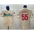 Philadelphia Phillies #55 Ranger Su¨¢rez Cream MWATKINS Phanatic Limited Stitched Jersey