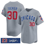 Chicago Cubs #30 Kyle Tucker Gray MWATKINS 'Ryne Sandberg Tribute' Vapor Limited V3 Stitched Jersey