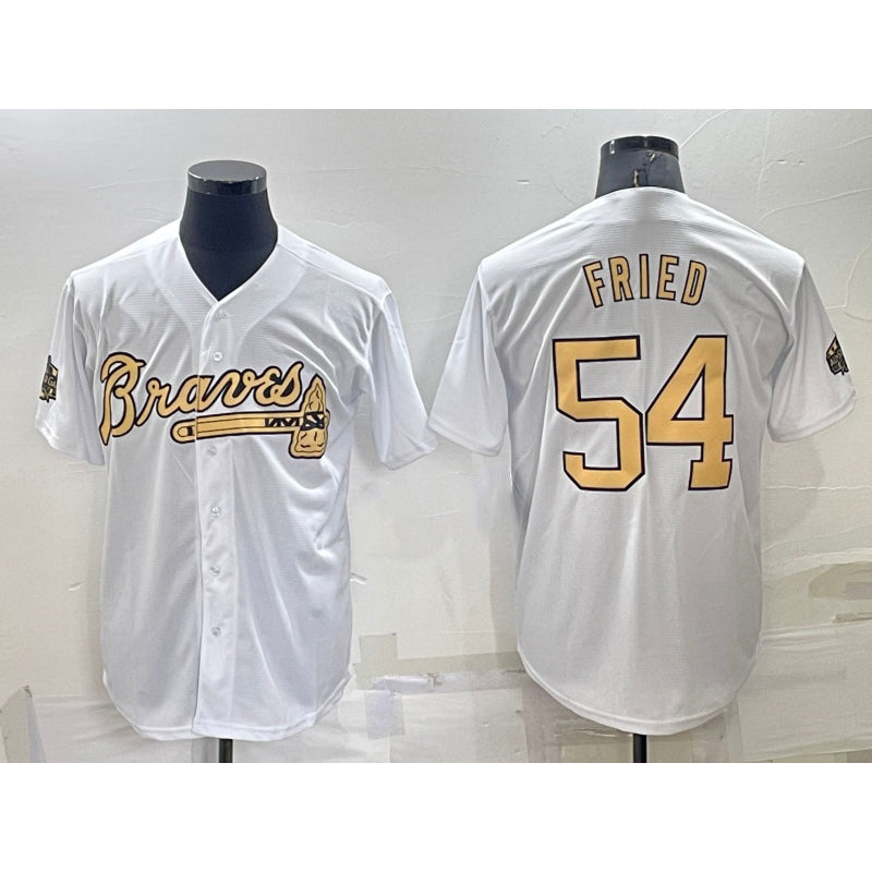 Atlanta Braves #54 Max Fried White MWATKINS 2022 All Star Stitched Cool Base Jersey