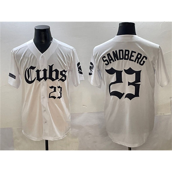 Chicago Cubs #23 Ryne Sandberg White MWATKINS 'Gothic North Side Edition' Vapor Premier Limited Stitched Jersey