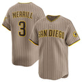 San Diego Padres #3 Jackson Merrill Tan MWATKINS 2024 Alternate Limited Stitched Jersey