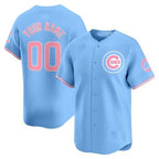 Custom Chicago Cubs Bubblegum Pink Vapor Premier Limited Jersey ¨C Blue MWATKINS